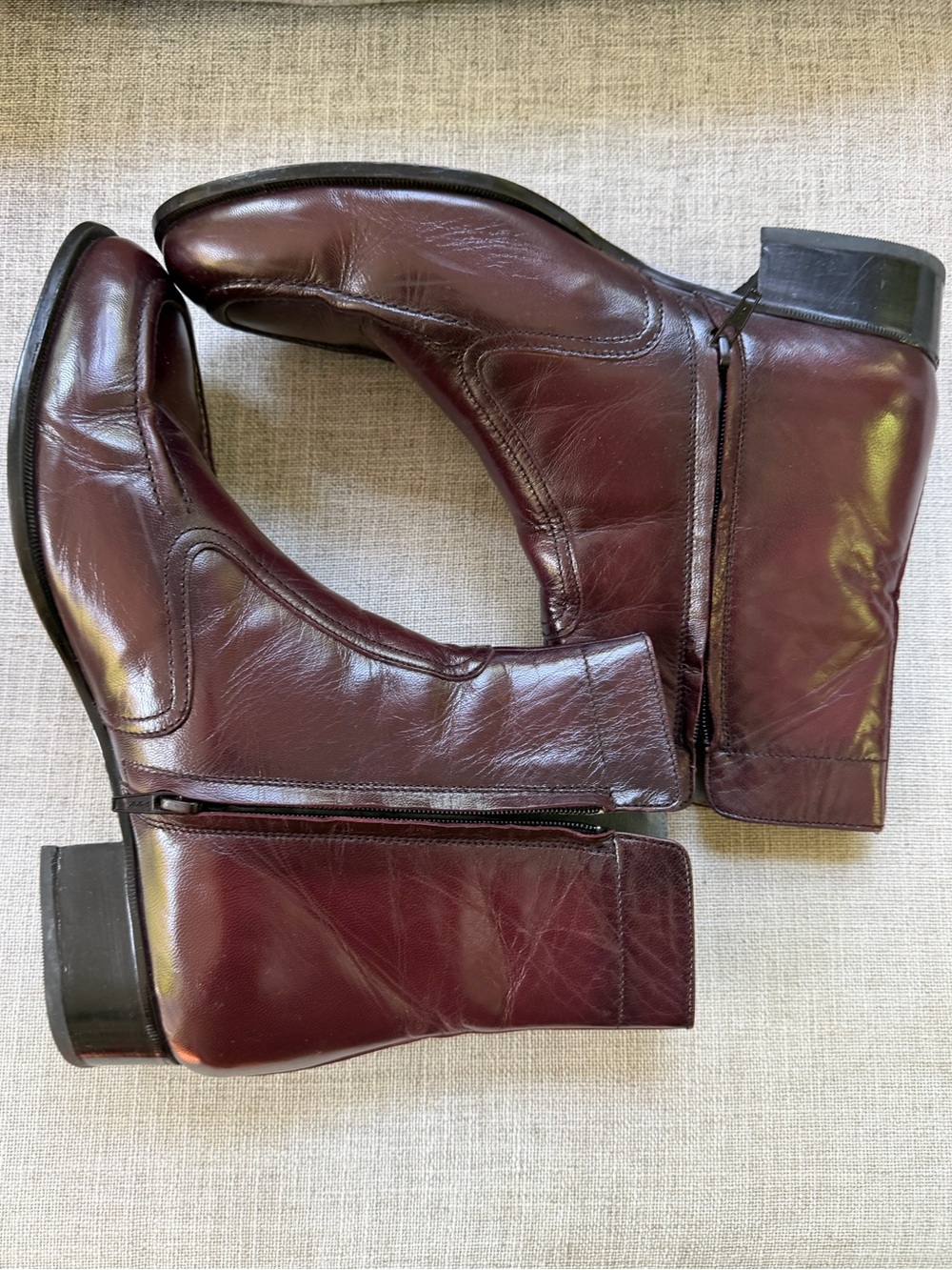 BOTANY 500 Men's Leather Ankle Brown Boots - Burgundy Size 9.5W 02952